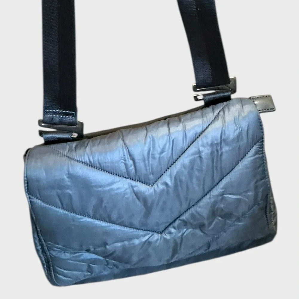 Caraa x Athleta Gray Quilted Puffer Convertible Crossbody Shoulder Bag